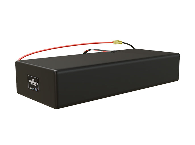 Angled product render of the 105000mAh 45-cell LiPo pack. A lightweight energy source for UAV, drone, and robotic builds.