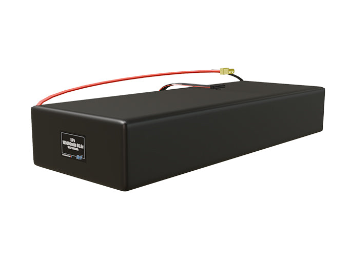 Angled product render of the 105000mAh 54-cell LiPo pack. A lightweight energy source for UAV, drone, and robotic builds.