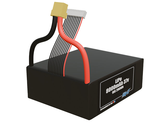 Rendered view of slim 8000mAh lite LiPo cells, used in UAV and defense-grade robotics projects
