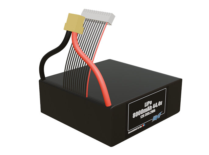 Rendered view of slim 8000mAh lite LiPo cells, used in UAV and defense-grade robotics projects