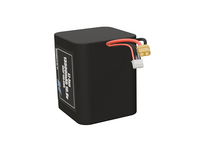 Angled product render of the 13500mAh 9-cell Lithium-ion pack. A lightweight energy source for UAV, drone, and robotic builds.
