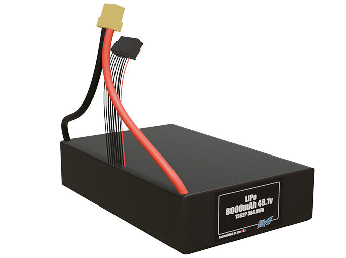 Rendered view of slim 8000mAh LiPo cells, used in UAV and defense-grade robotics projects