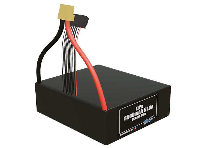 Rendered view of slim 8000mAh lite LiPo cells, used in UAV and defense-grade robotics projects