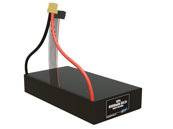 Rendered view of slim 8000mAh LiPo cells, used in UAV and defense-grade robotics projects