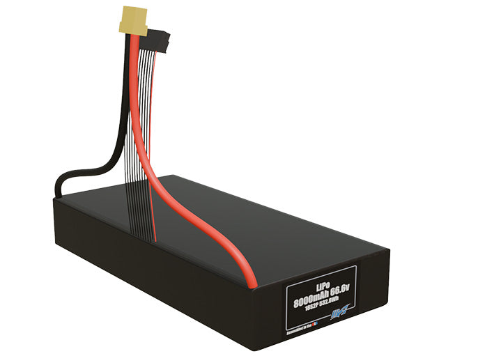 Rendered view of slim 8000mAh LiPo cells, used in UAV and defense-grade robotics projects