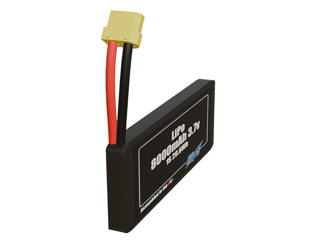 Rendered view of a slim 8000mAh lite LiPo cell, used in UAV and defense-grade robotics projects