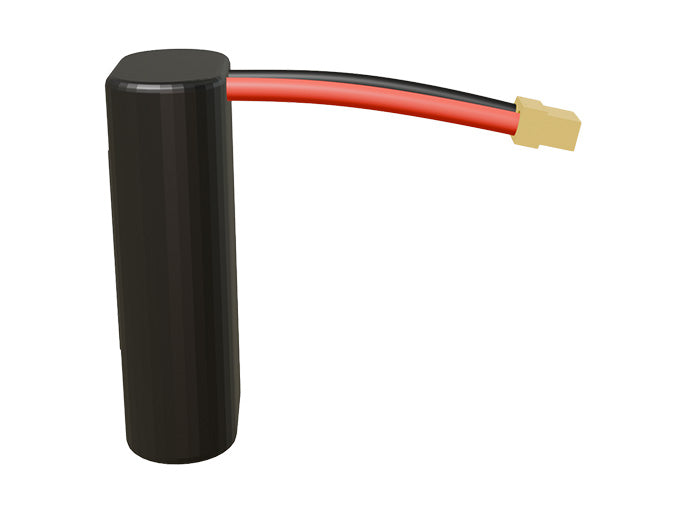 Front-facing render of the 3.6V 12000mAh 1S2P Li-ion battery, assembled in the USA by maxamps, for drone and robotics applications.