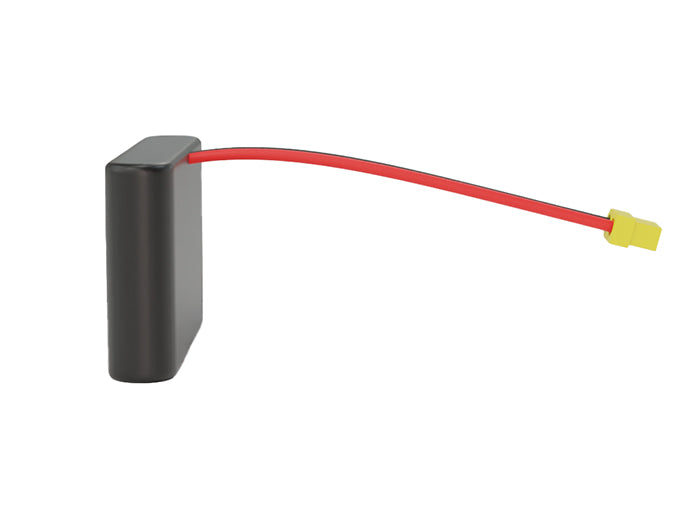 Front-facing render of the 3.6V 30000mAh 1S6P Lithium-Ion battery, assembled in the USA by maxamps, for drone and robotics applications.