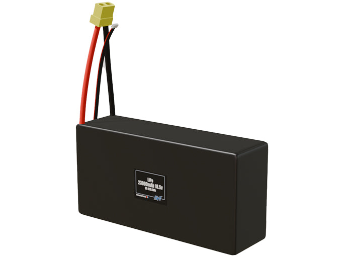 Angled product render of the 23000mAh 5-cell LiPo pack. A lightweight energy source for UAV, drone, and robotic builds.