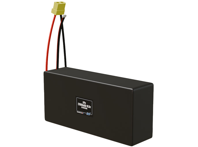 Angled product render of the 27000mAh 5-cell LiPo pack. A lightweight energy source for UAV, drone, and robotic builds.