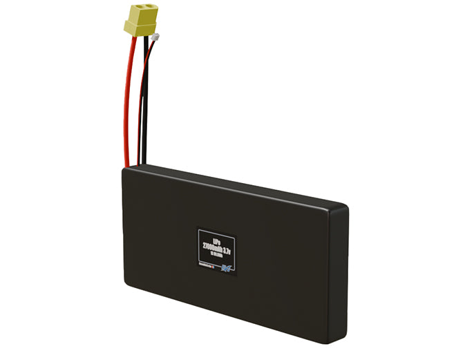 Angled product render of the 27000mAh 2-cell LiPo pack. A lightweight energy source for UAV, drone, and robotic builds.