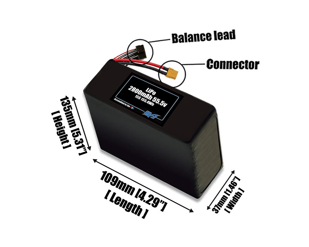 LiPo 2800mAh 15S 55.5v Battery Pack