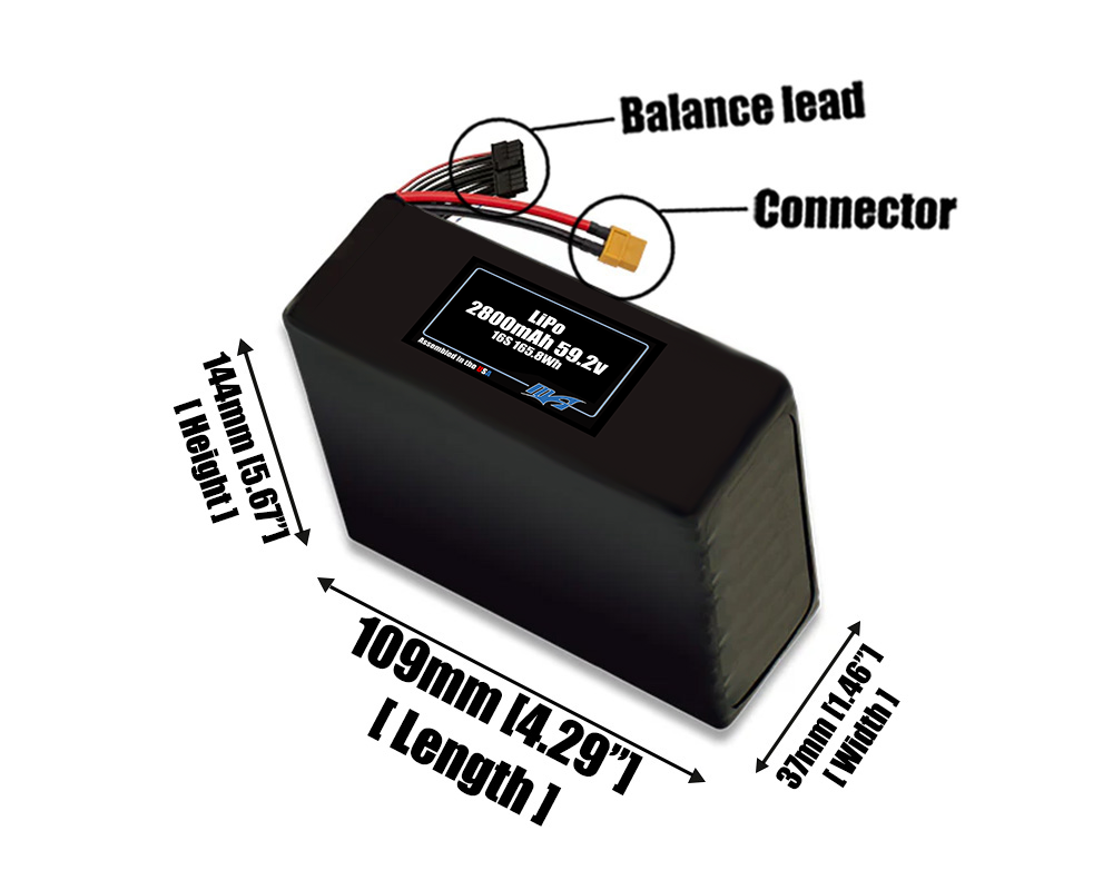 LiPo 2800mAh 16S 59.2v Battery Pack