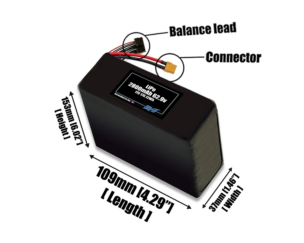 LiPo 2800mAh 17S 62.9v Battery Pack