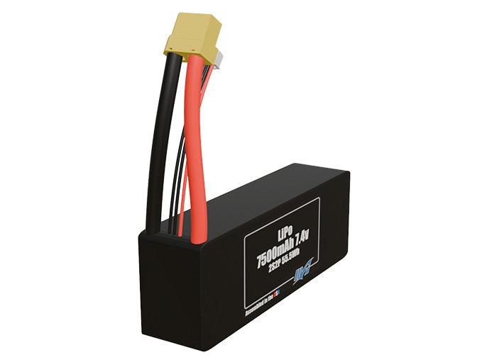 Rendered view of slim 7500mAh LiPo cells, used in UAV and defense-grade robotics projects