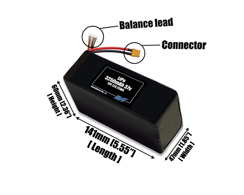 LiPo 3250mAh 10S 37v Battery Pack