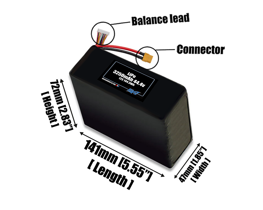 LiPo 3250mAh 12S 44.4v Battery Pack