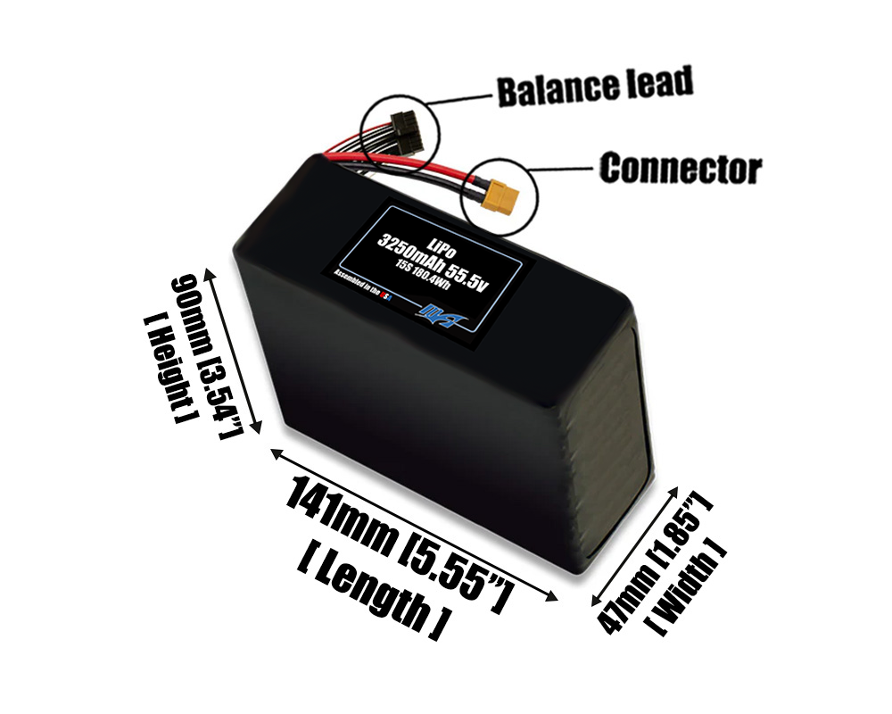 LiPo 3250mAh 15S 55.5v Battery Pack