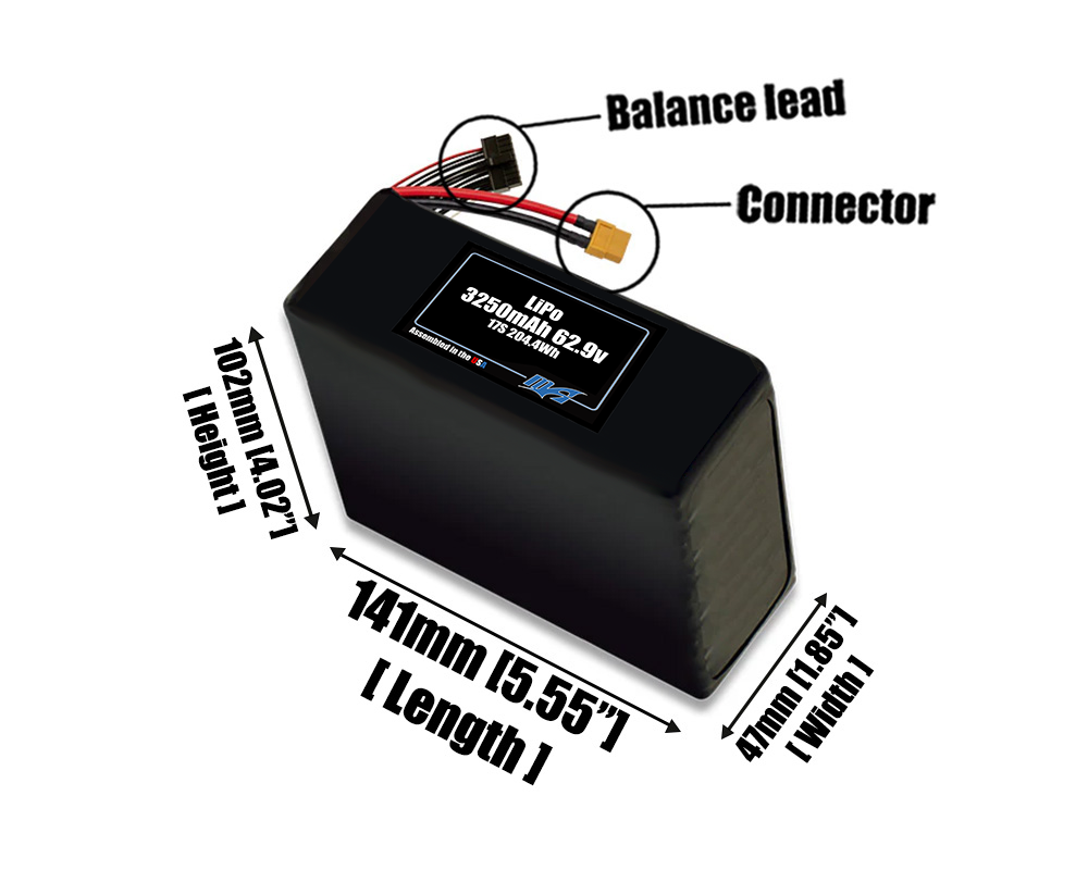 LiPo 3250mAh 17S 62.9v Battery Pack