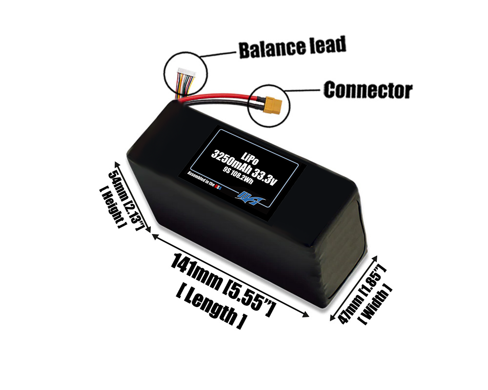 LiPo 3250mAh 9S 33.3v Battery Pack