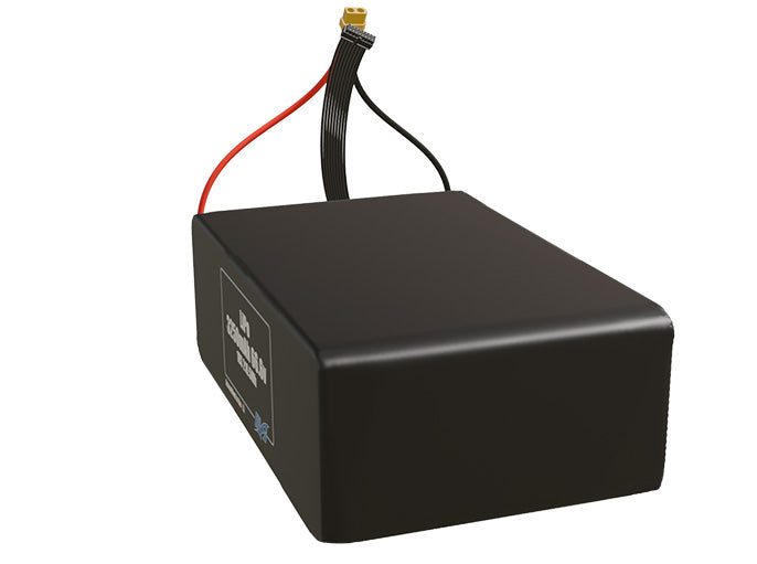 Angled product render of the 3250mAh eighteen-cell LiPo pack. A lightweight energy source for UAV, drone, and robotic builds.
