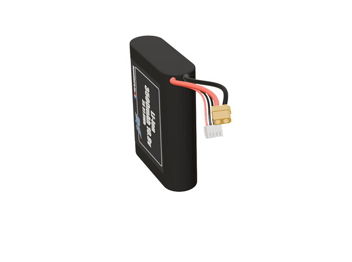 Angled product render of the 3500mAh three-cell Li-ion pack. A lightweight energy source for UAV, drone, and robotic builds.