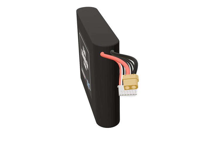 Angled product render of the 3500mAh five-cell Li-ion pack. A lightweight energy source for UAV, drone, and robotic builds.