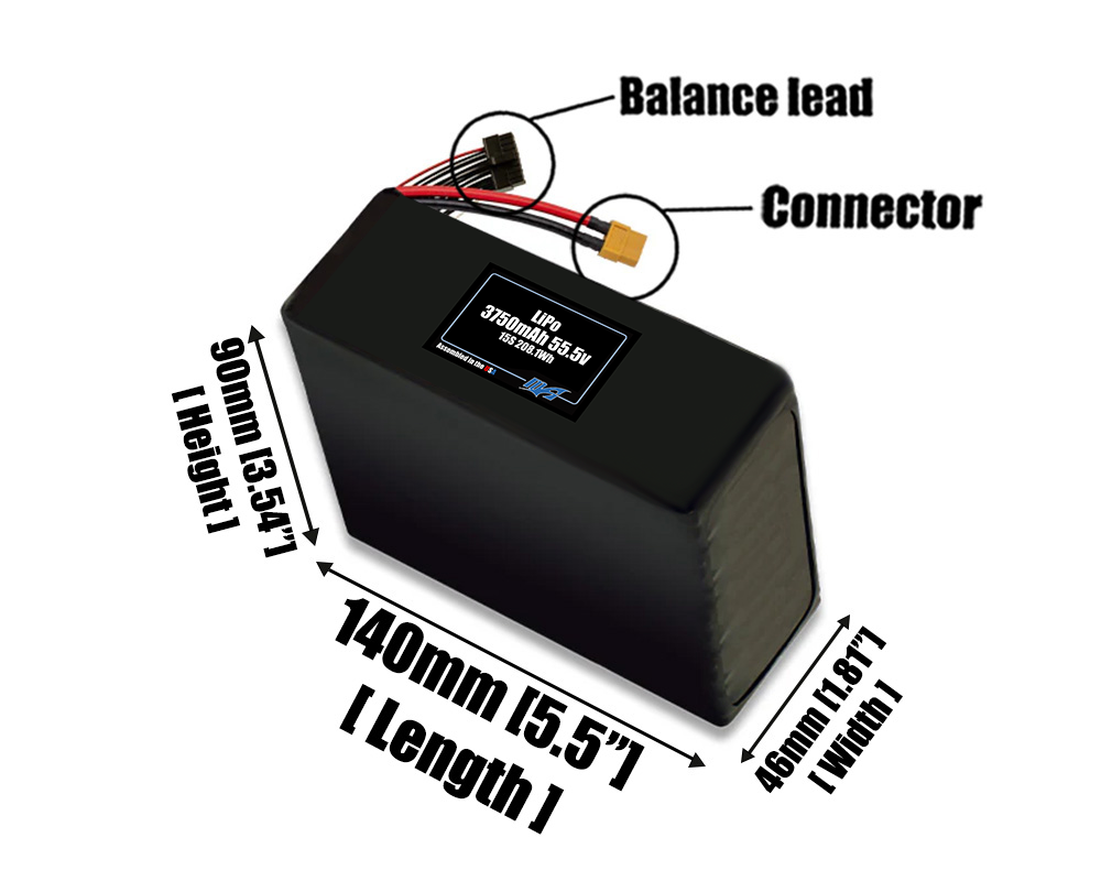 Graphene LiPo 3750mAh 15S 55.5v Battery Pack