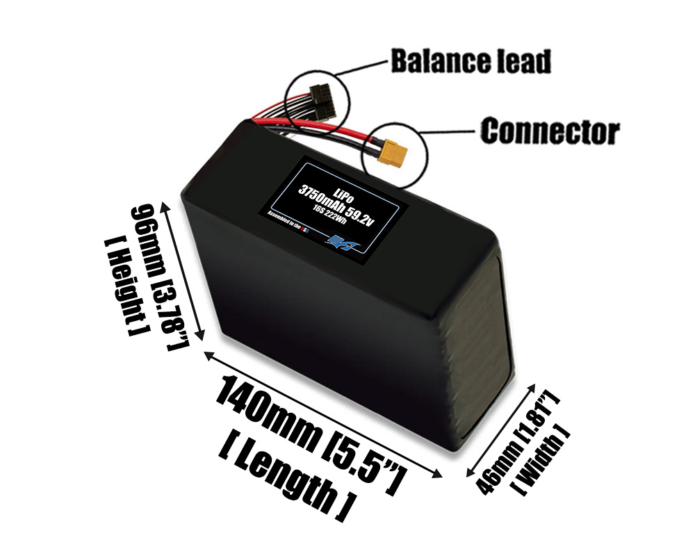 Graphene LiPo 3750mAh 16S 59.2v Battery Pack