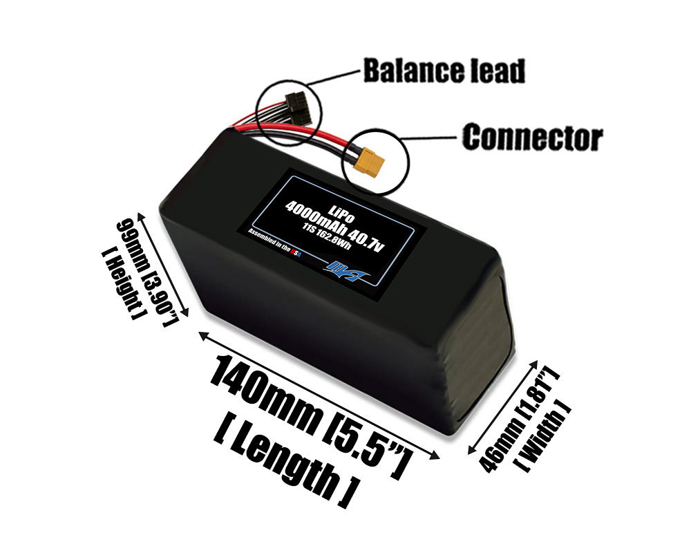 LiPo 4000mAh 11S 40.7v Battery Pack