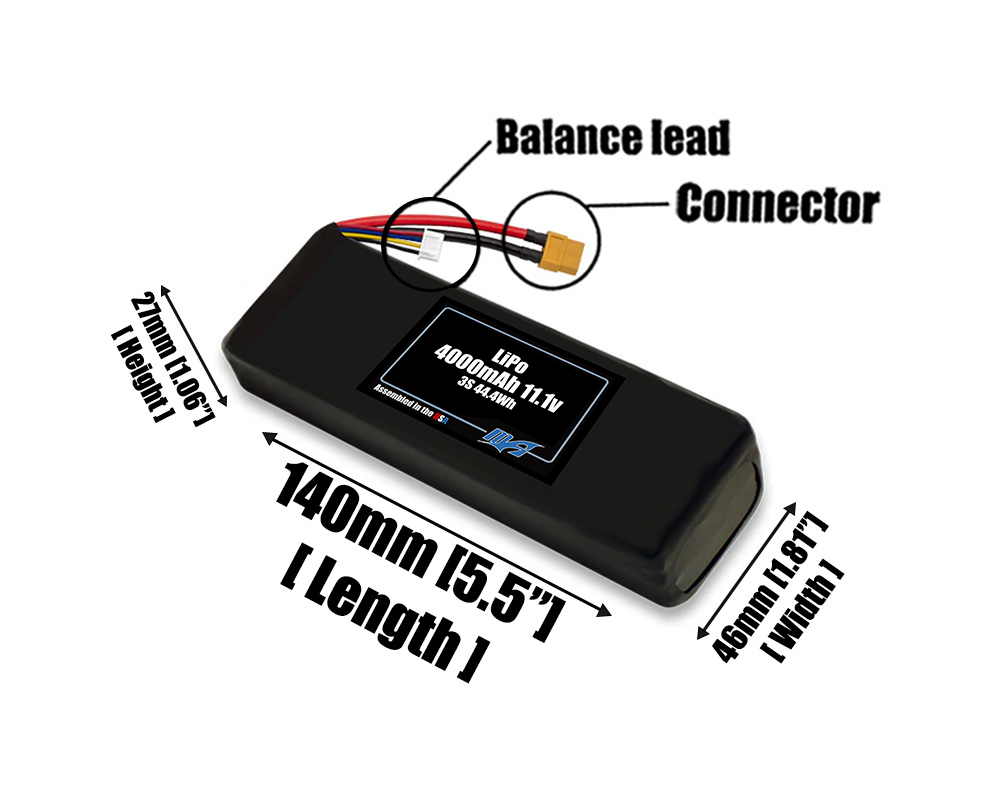 LiPo 4000mAh 3S 11.1v Battery Pack