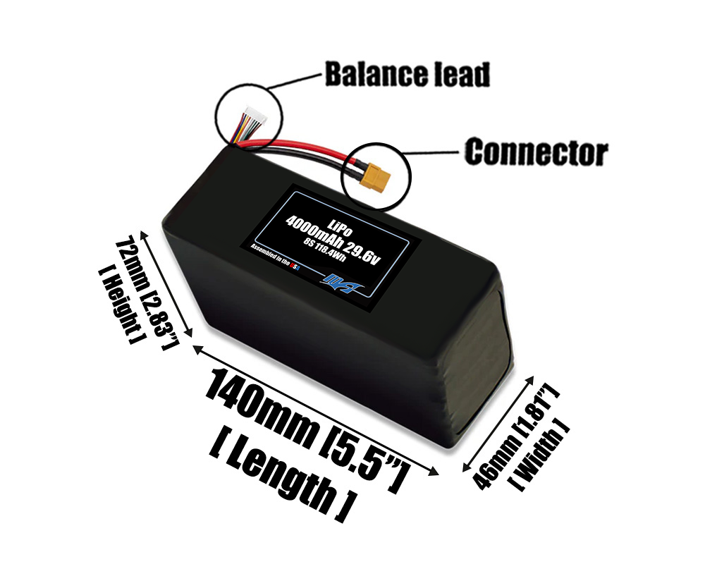 LiPo 4000mAh 8S 29.6v Battery Pack