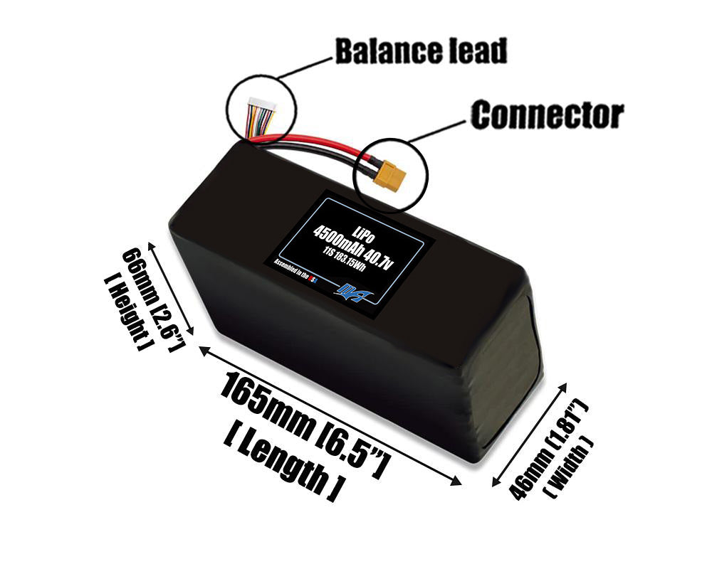 LiPo 4500mAh 11S 40.7v Battery Pack