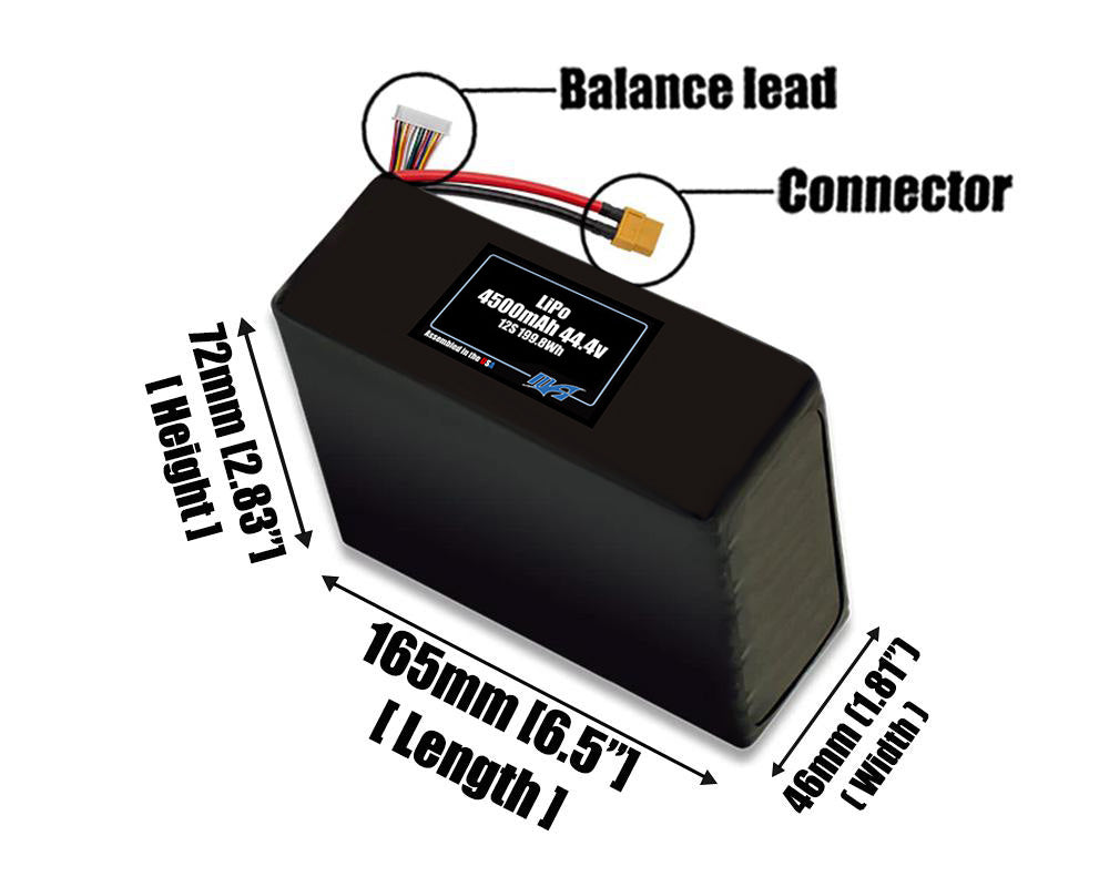 LiPo 4500mAh 12S 44.4v Battery Pack