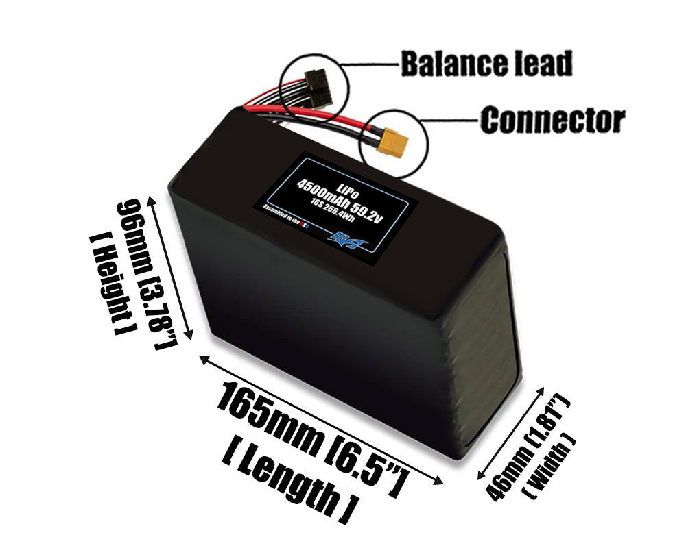 LiPo 4500mAh 16S 59.2v Battery Pack