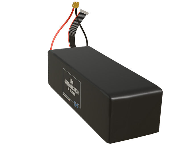 Angled product render of the 4500mAh nine-cell LiPo pack. A lightweight energy source for UAV, drone, and robotic builds.