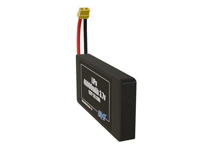 Angled product render of the 46000mAh 2-cell LiPo pack. A lightweight energy source for UAV, drone, and robotic builds.
