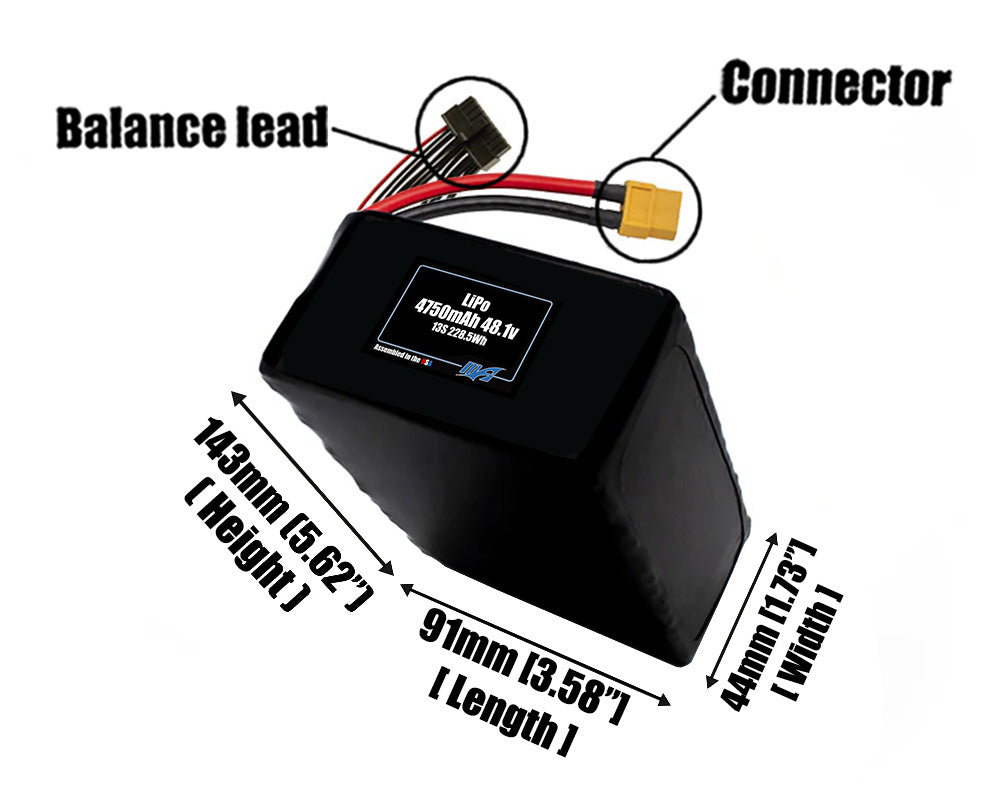 LiPo 4750mAh 13S 48.1v Battery Pack