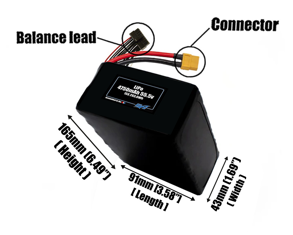 LiPo 4750mAh 15S 55.5v Battery Pack