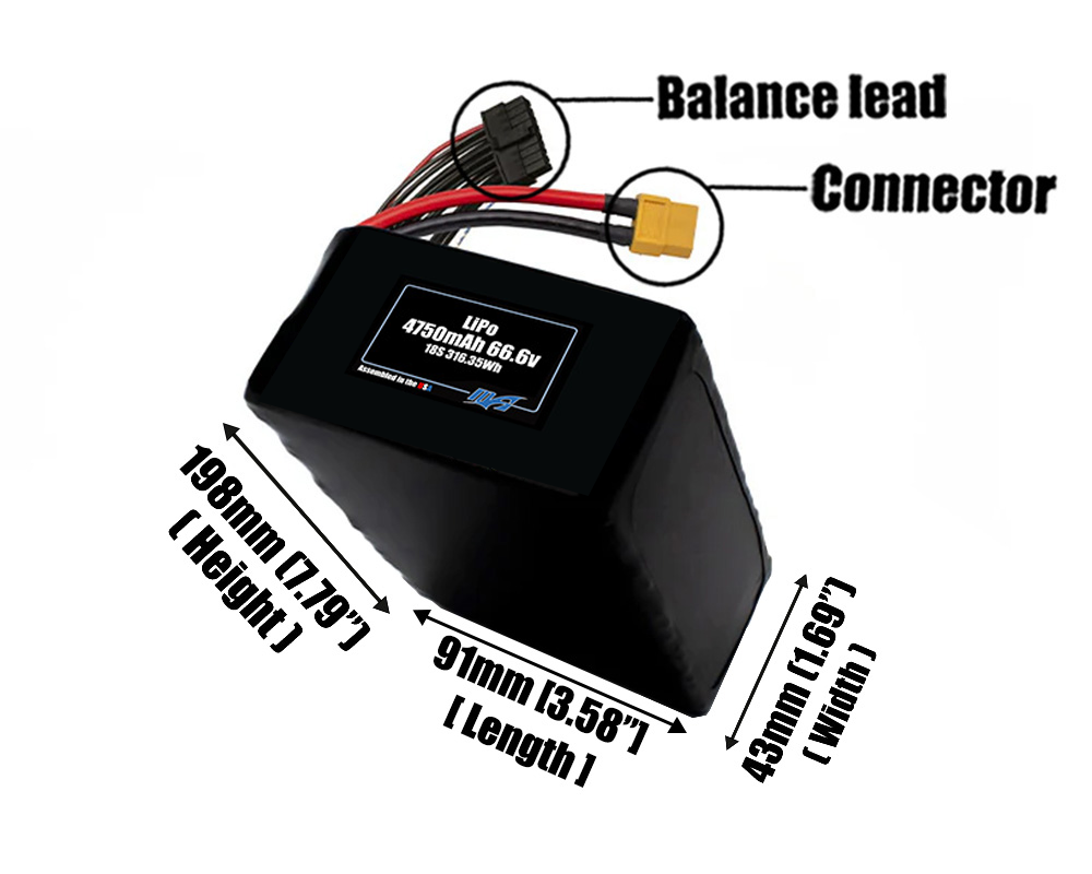 LiPo 4750mAh 18S 66.6v Battery Pack