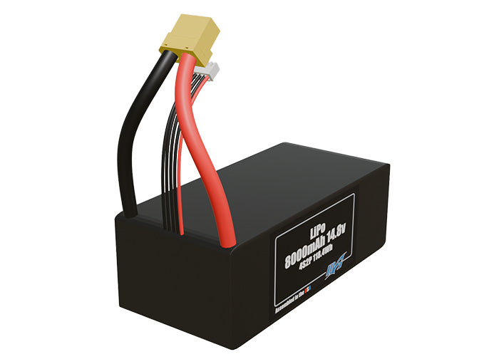 Rendered view of slim 8000mAh LiPo cells, used in UAV and defense-grade robotics projects