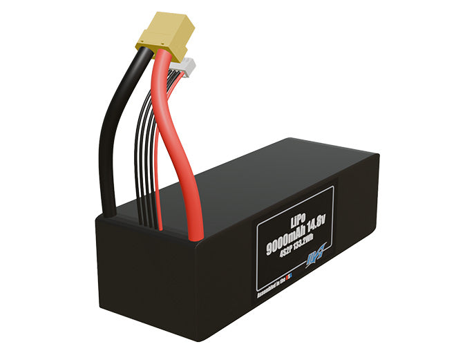 Rendered view of slim 9000mAh LiPo cells, used in UAV and defense-grade robotics projects