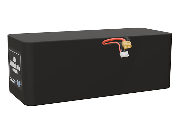 Angled product render of the 50000mAh 40-cell Lithium-ion pack. A lightweight energy source for UAV, drone, and robotic builds.