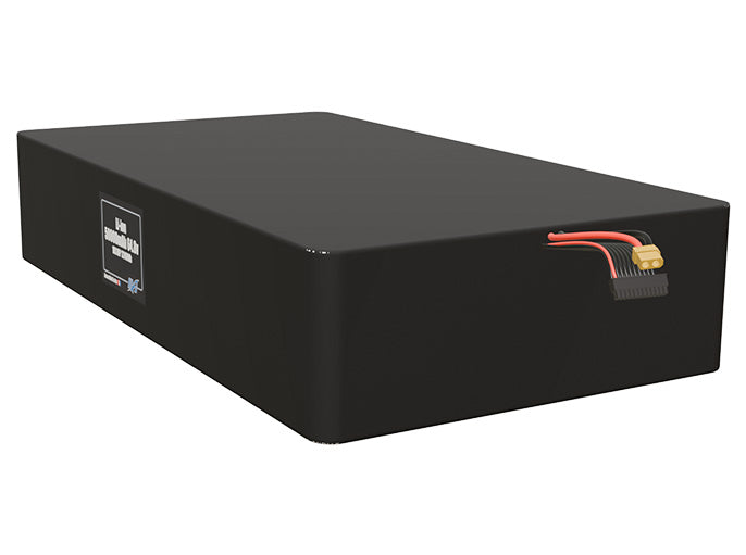 Angled product render of the 50000mAh 180-cell Lithium-ion pack. A lightweight energy source for UAV, drone, and robotic builds.