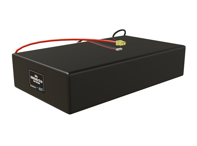 Angled product render of the 51000mAh 21-cell LiPo pack. A lightweight energy source for UAV, drone, and robotic builds.