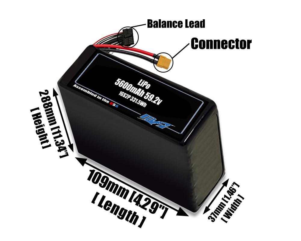 LiPo 5600mAh 16S2P 59.2v Battery Pack