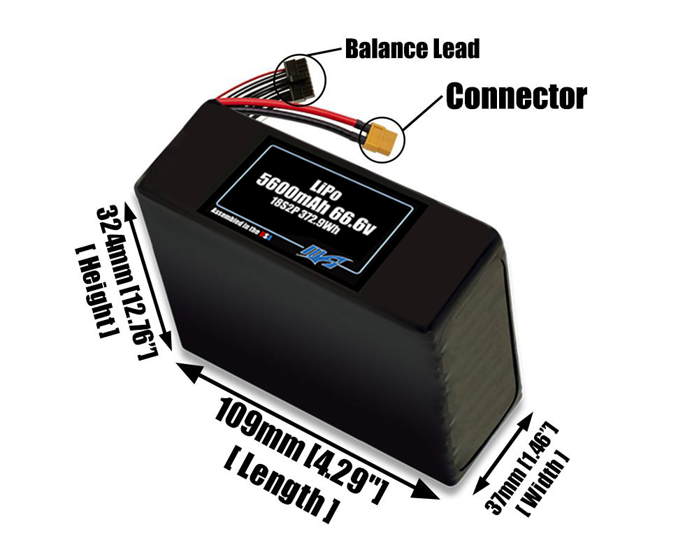 LiPo 5600mAh 18S2P 66.6v Battery Pack