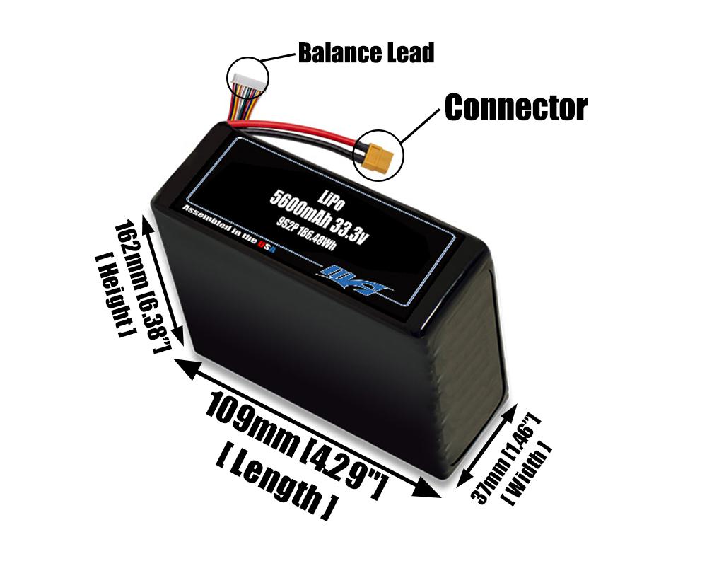 LiPo 5600mAh 9S2P 33.3v Battery Pack