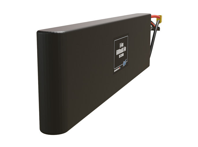 Angled product render of the 6000mAh fifteen-cell Li-ion pack. A lightweight energy source for UAV, drone, and robotic builds.