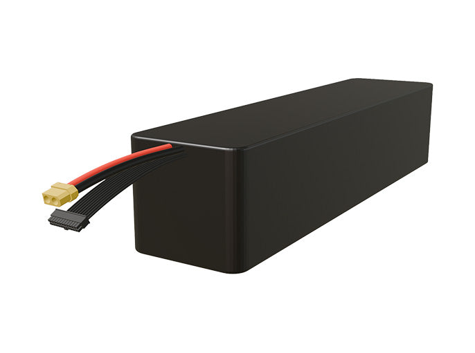 Rendered view of a slim 24000mAh Lithium-Ion pack, used in large UAV and defense-grade robotics projects.